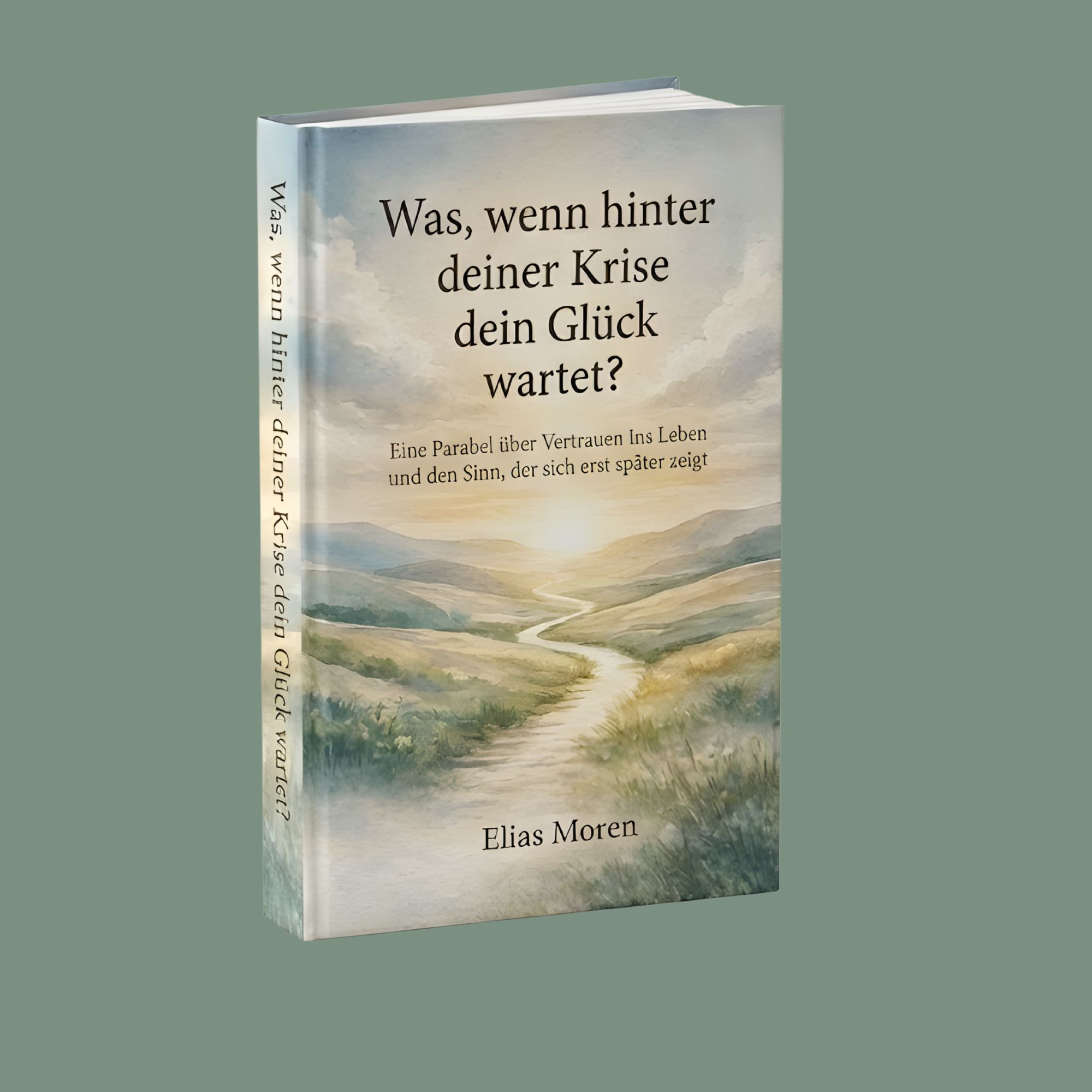 Was, wenn hinter deiner Krise dein Glück wartert - Parabel Vertrauen 3d Mockup ohne weißen Hintergrund grau