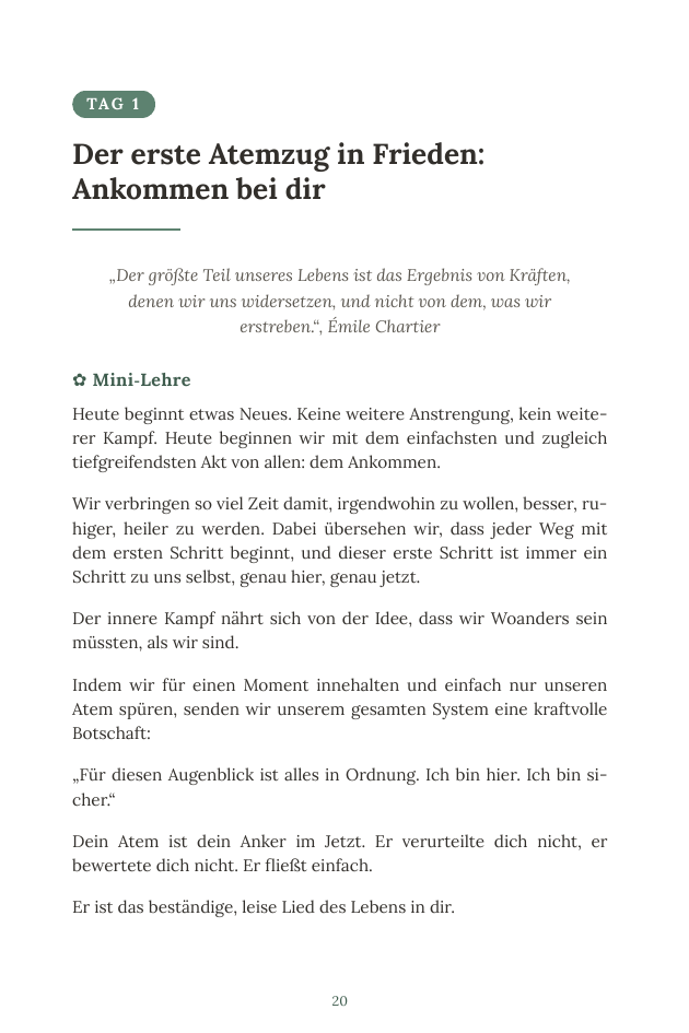 Leseprobe: Tag 1, Ankommen bei dir